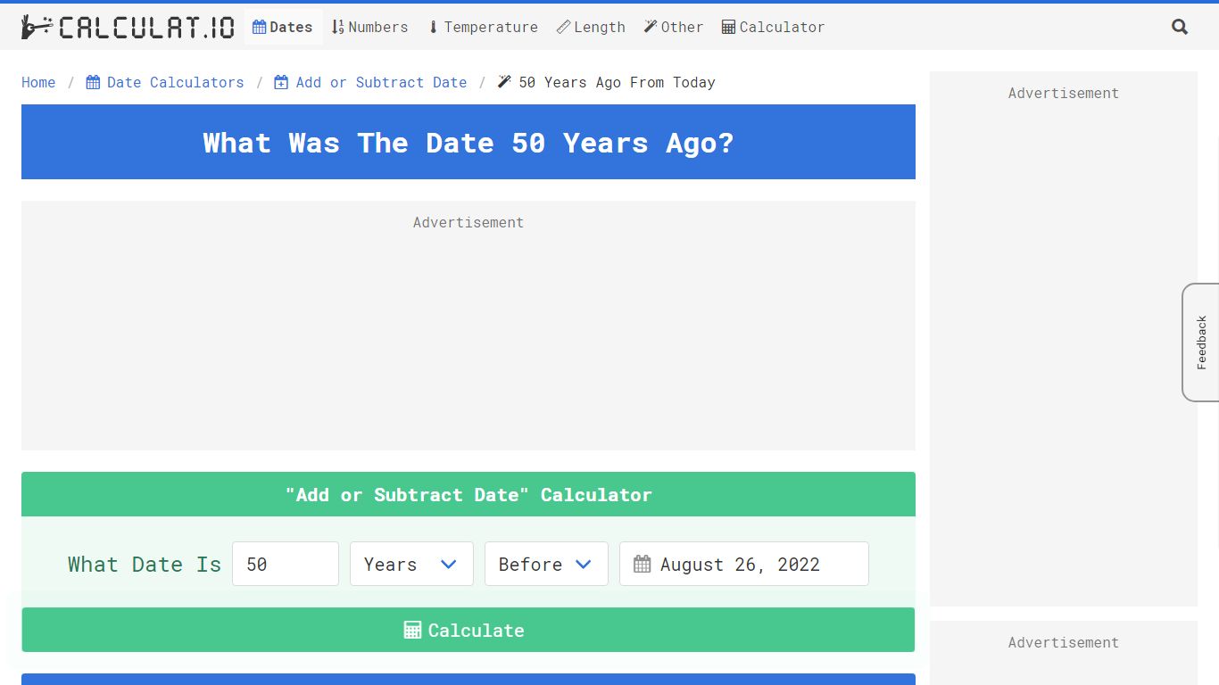 What Was The Date 50 Years Ago? - Calculat